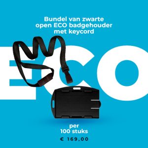 CardSupply: Bundel van zwarte open ECO badgehouder met keycord