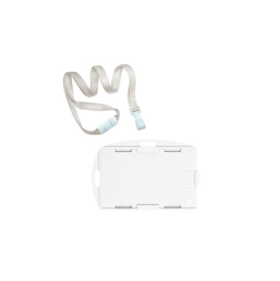 Bundel van witte open ECO badgehouder met keycord (100 stuks)