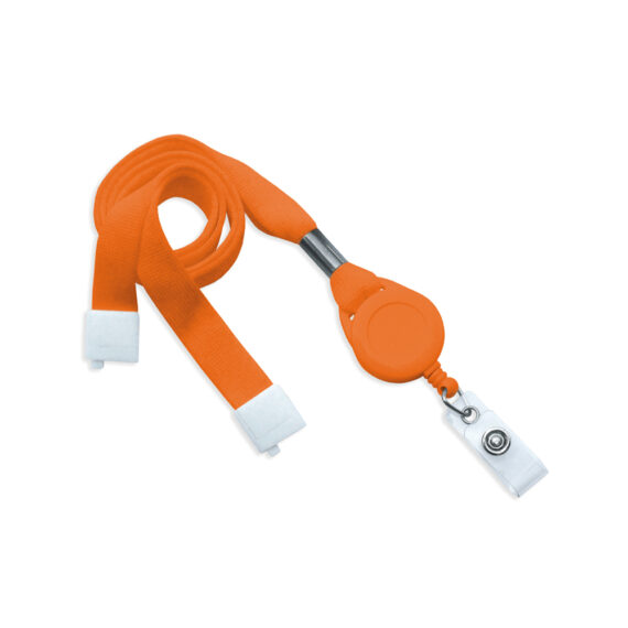 Oranje lanyard met jojo, breakaway-sluiting en clip (100 stuks)